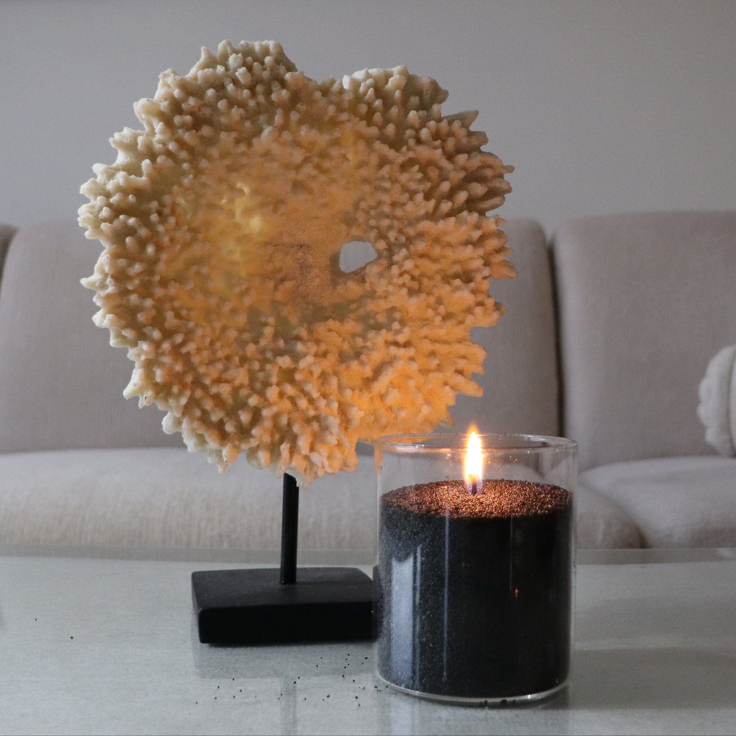 Black Elegance Candle Pearls + Lontjes + Glazen vaas